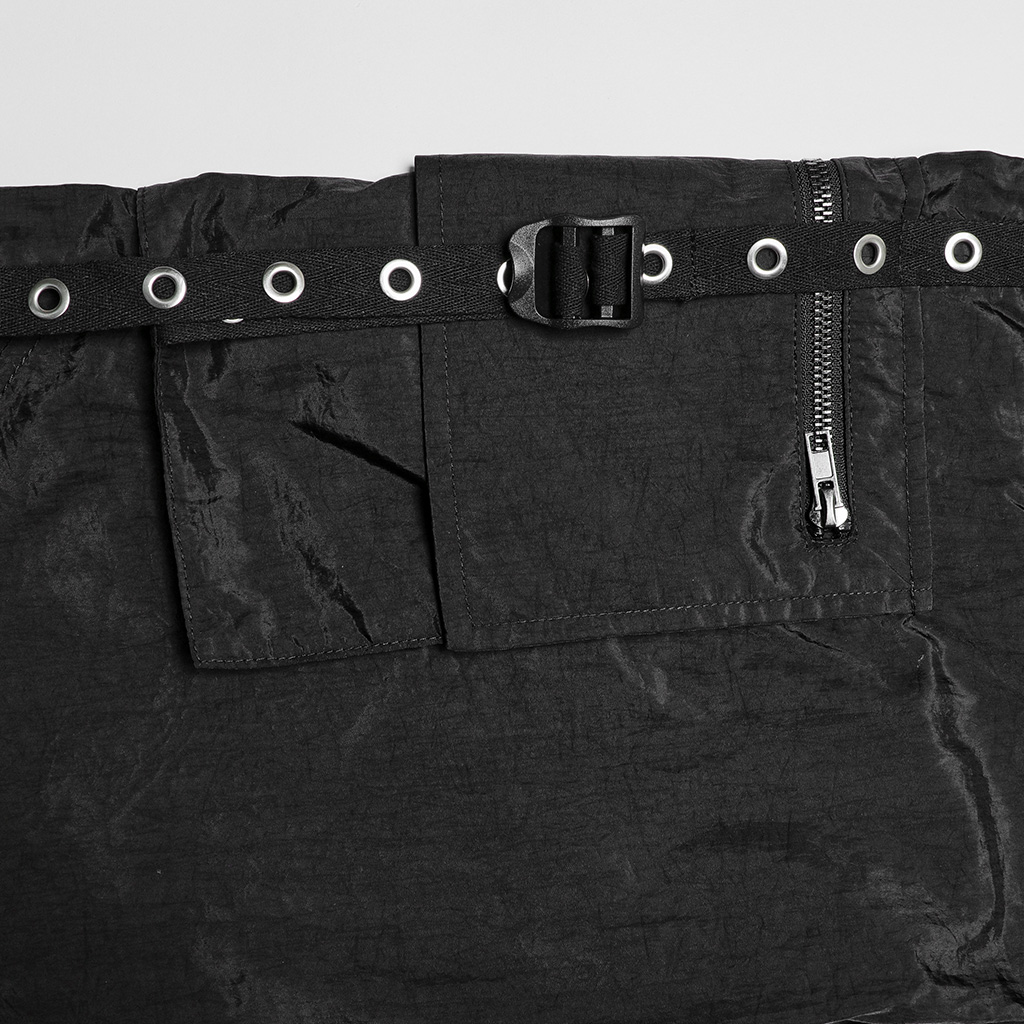 Black Straight Baggy Cargo Pants - Black - Image 9