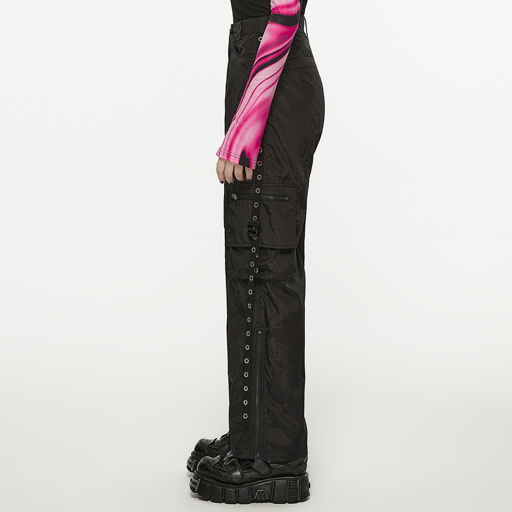 Black Straight Baggy Cargo Pants - Black - Image 2