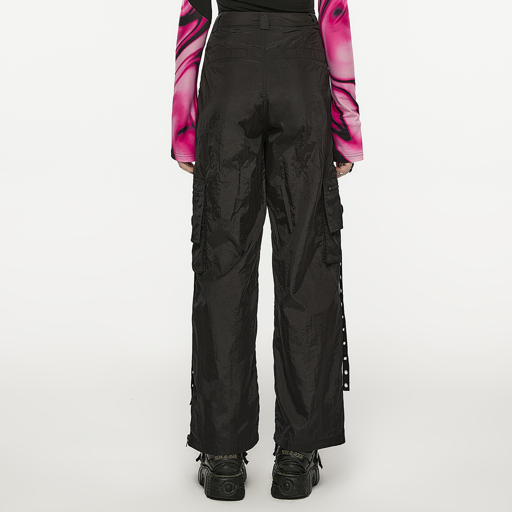 Black Straight Baggy Cargo Pants - Black - Image 3