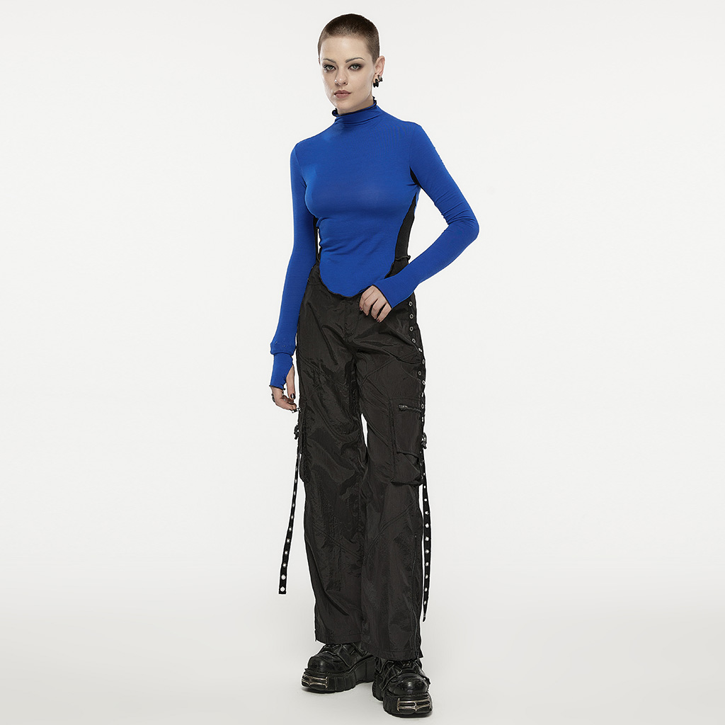 Black Straight Baggy Cargo Pants - Black - Image 4