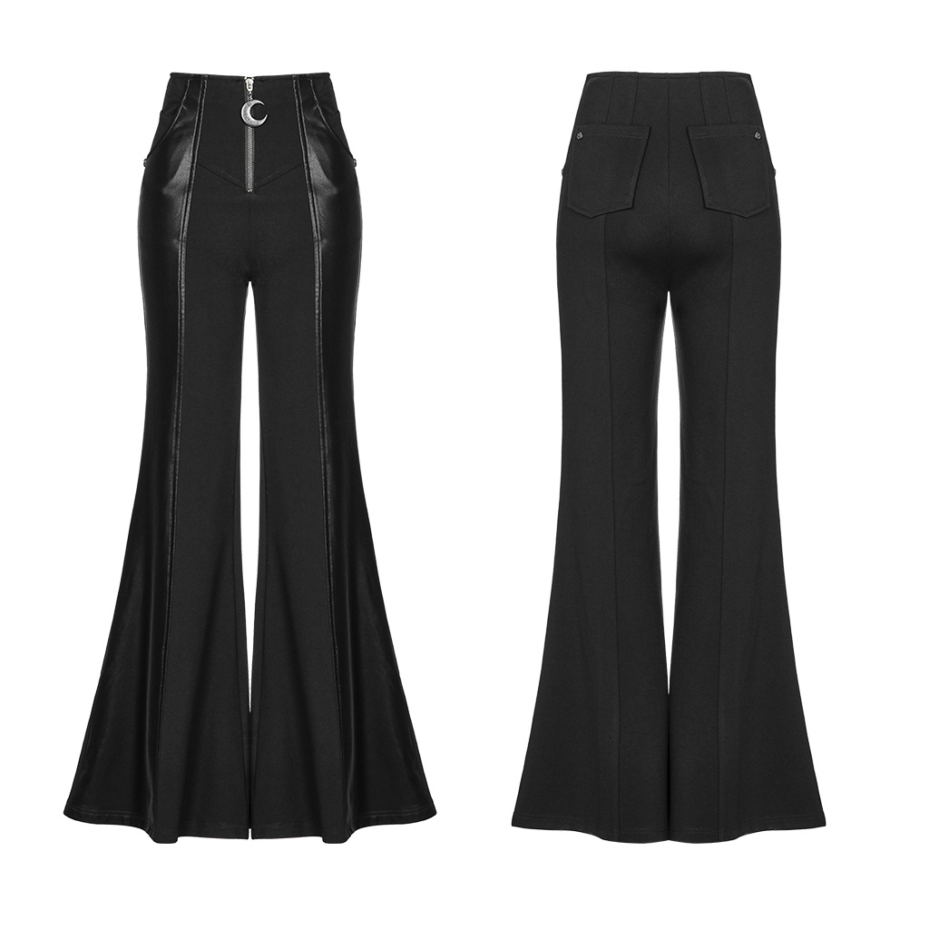 Multi-Segmental Spliced Faux Leather Flare Pants - Image 5