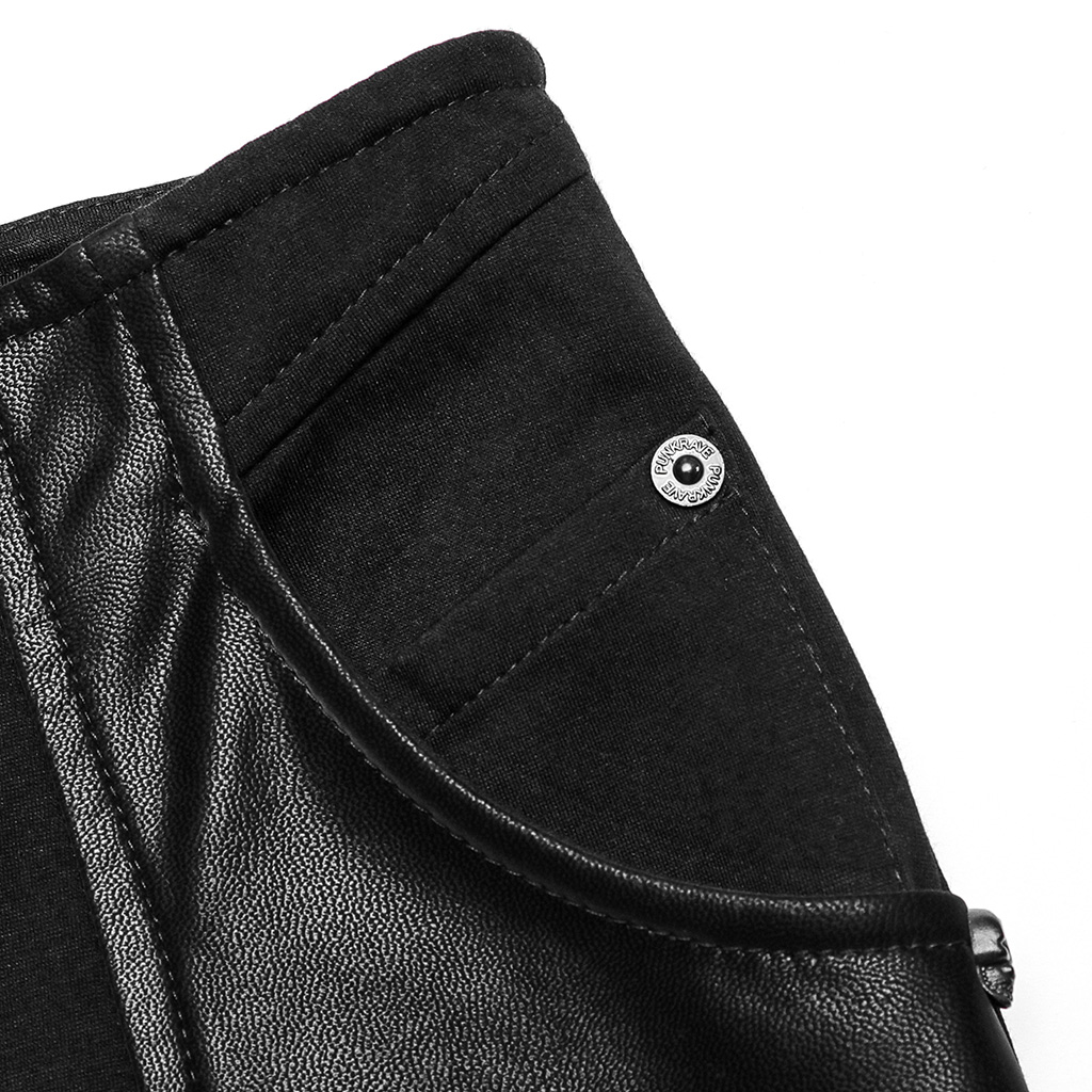 Multi-Segmental Spliced Faux Leather Flare Pants - Image 7