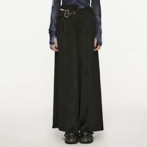 Asymmetric Waistband Wide Leg Pants