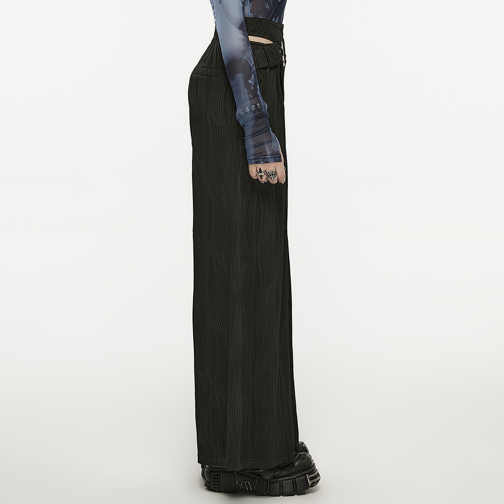 Asymmetric Waistband Wide Leg Pants - Image 2