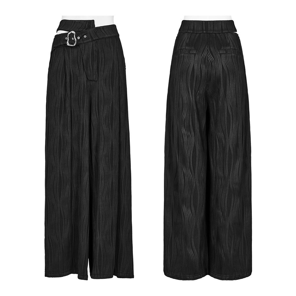 Asymmetric Waistband Wide Leg Pants - Image 5