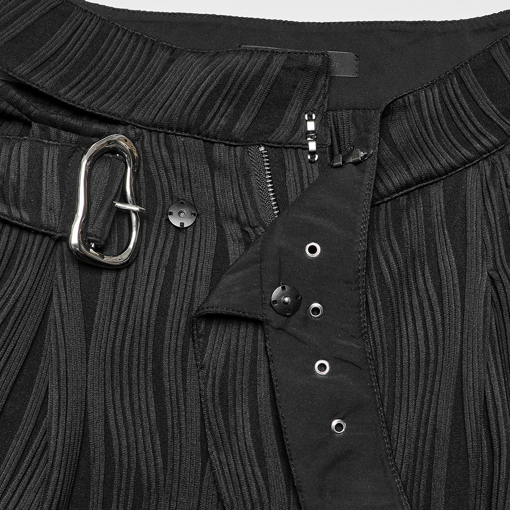 Asymmetric Waistband Wide Leg Pants - Image 7