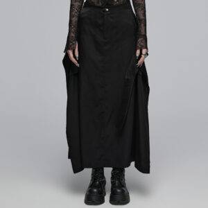 Cross Strap Mid Waist Long Skirt