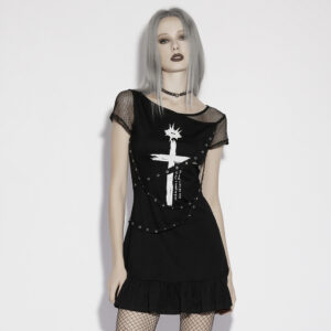 Personalized Cross Print Punk Daily Dress