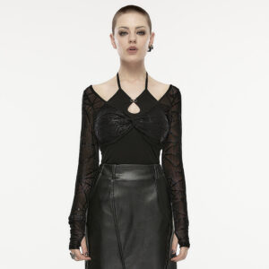 Chinese Style Halterneck Long Sleeve T-shirt 