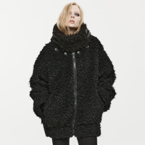 Medium Plush Loose Neck Split Coat