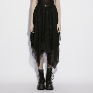 Goth Irregular Bat Mesh Skirt