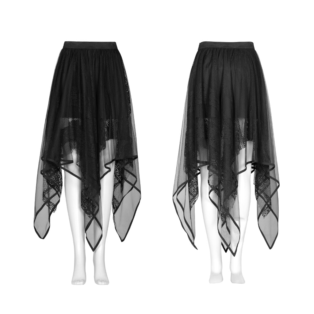 Chiffon Lace Asymmetrical Hemline Skirt - Image 5