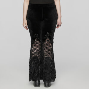 Goth Floral Lace Flared Pants