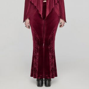 Red Goth Hourglass Velvet Flared Pants