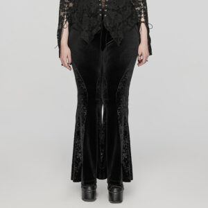 Black Goth Hourglass Velvet Flared Pants