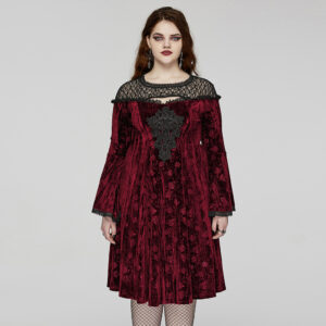 Goth Dark Night Rose Velvet Dress