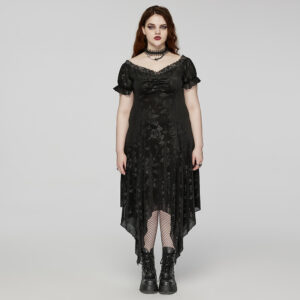 Goth Dark Rose Velvet Mesh Dress