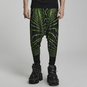 Black-Green Cyber Knit False Two-Piece Trousers