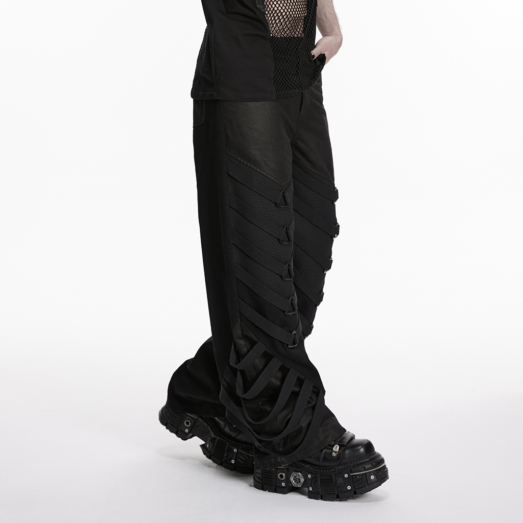 Punk Dark Wide Leg Pants - Image 3