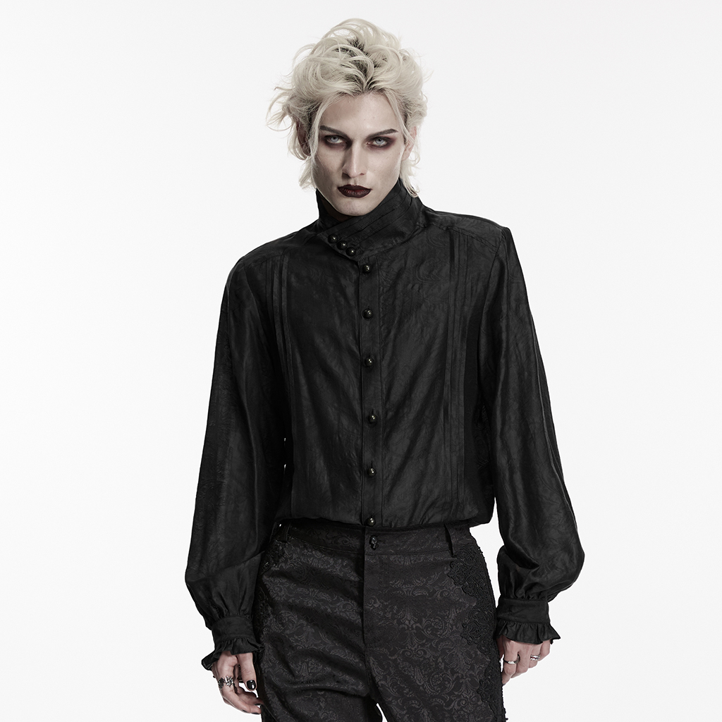 Goth Palace Jacquard Shirt-Black