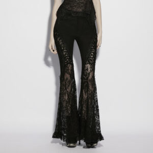 Goth Lace Denim Flared Pants