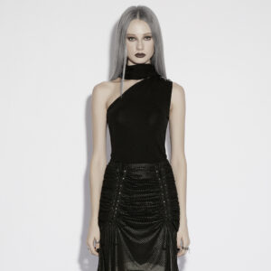 Goth Dark Asymmetric Woolen Top