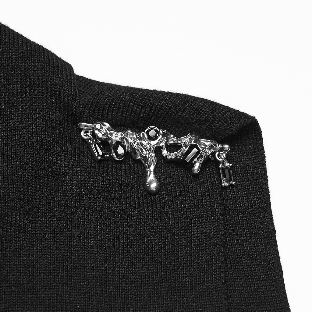 Goth Dark Asymmetric Woolen Top - Image 6