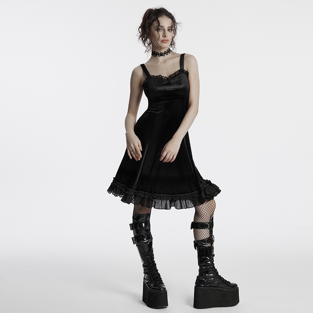 Black Goth Gradient Printed Dress