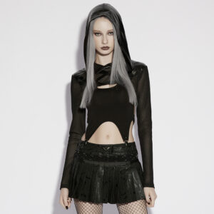 Punk Pullover Hooded Ultra Short Top