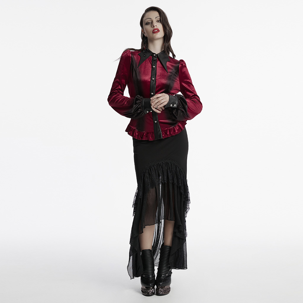 Red Goth Gradient Printed Shirt - Image 4