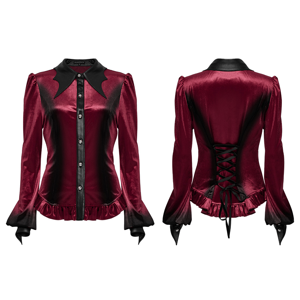 Red Goth Gradient Printed Shirt - Image 5