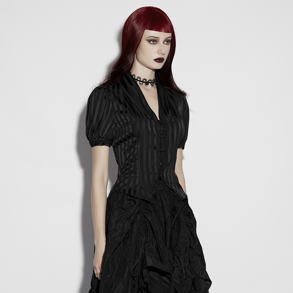 Black Goth Striped Shirt