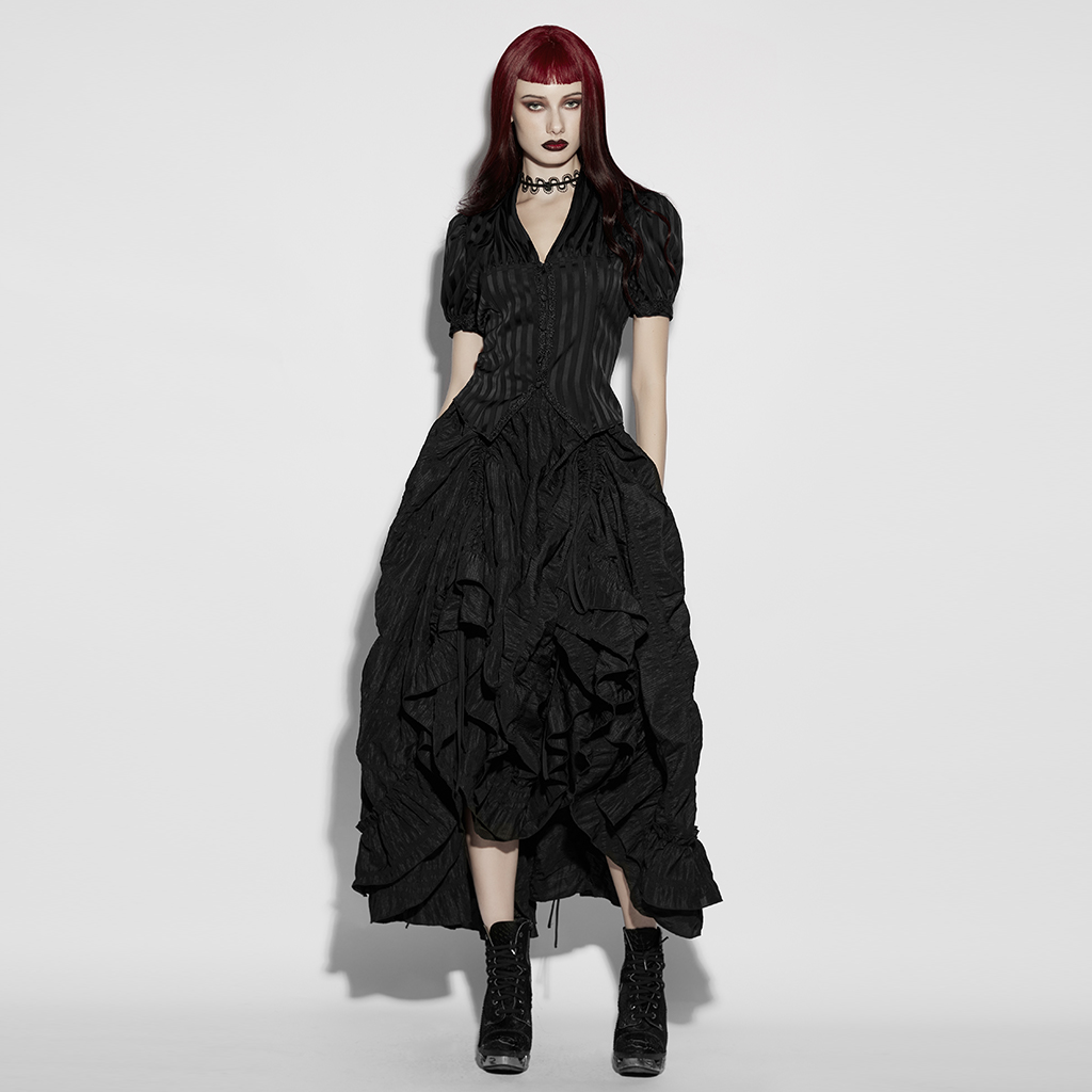 Black Goth Striped Shirt - Image 4