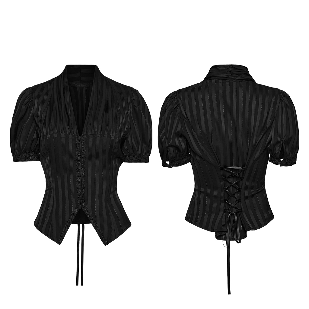 Black Goth Striped Shirt - Image 5