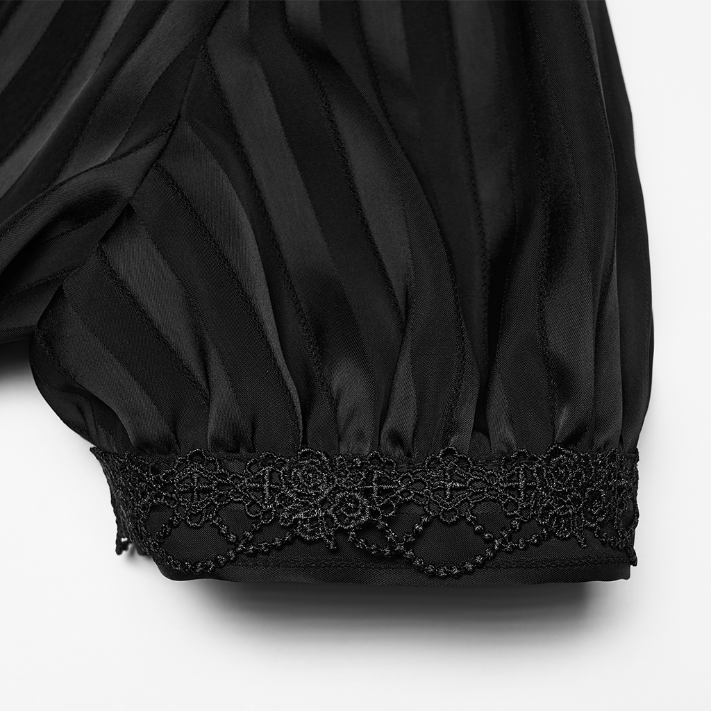 Black Goth Striped Shirt - Image 6