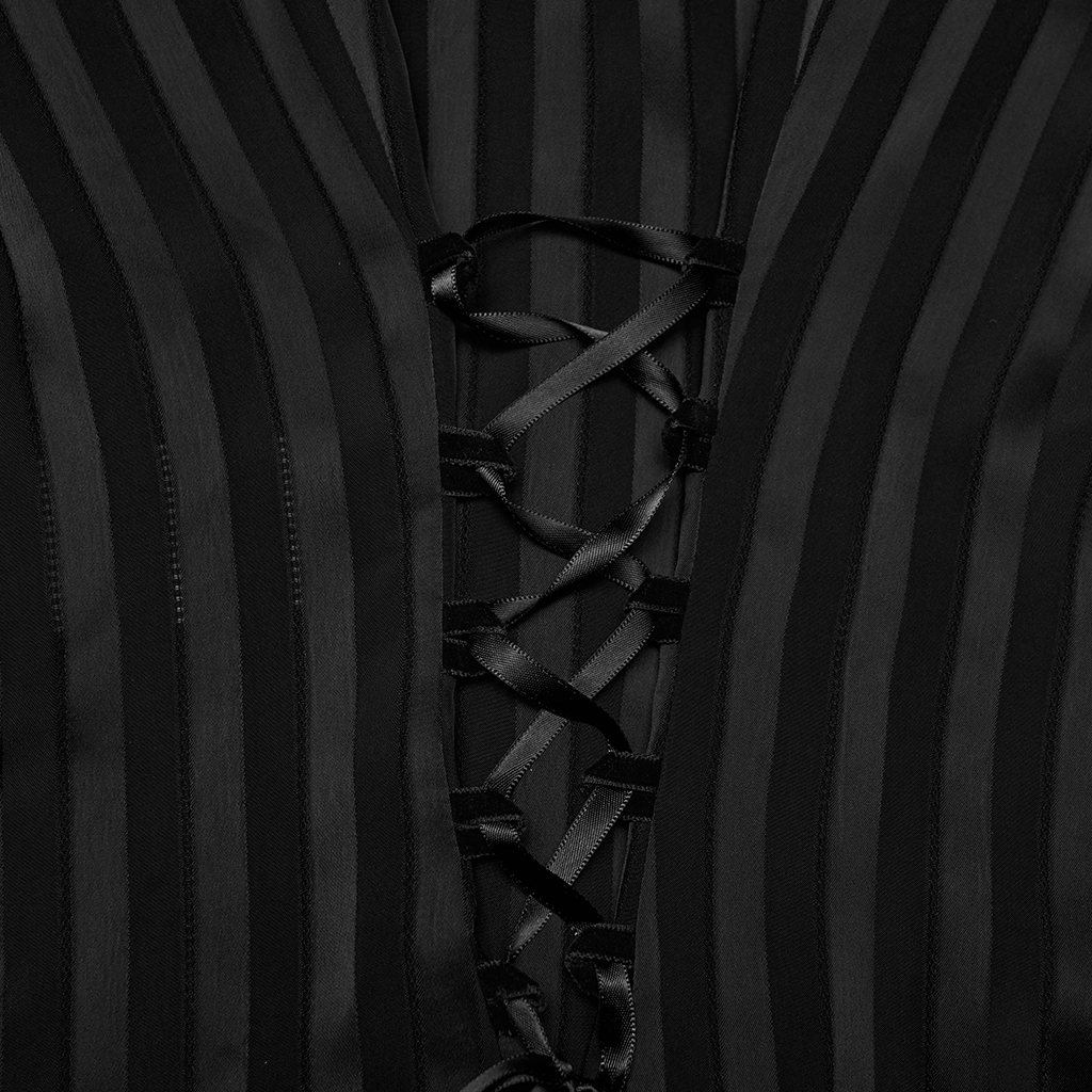 Black Goth Striped Shirt - Image 8