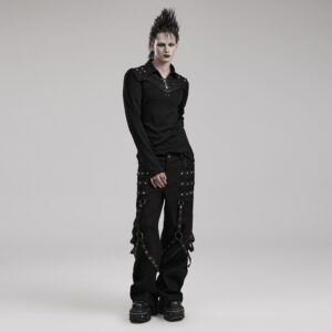 Black Punk Wide Leg Trousers