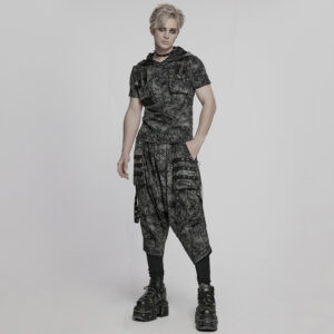 Black- Grey Punk Hanging Crotch Pants