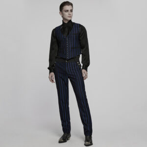Black-Blue Striped Goth Pants