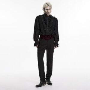 Black-Red Goth Embroidered Pants