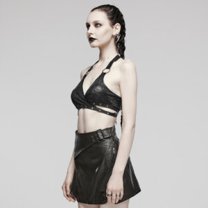 Black Punk Sexy Halter Neck Top