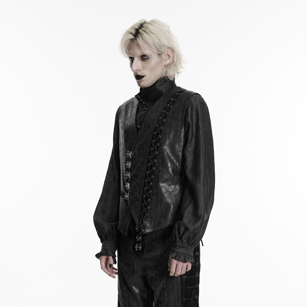 Black Steampunk Asymmetric Vest - Image 2