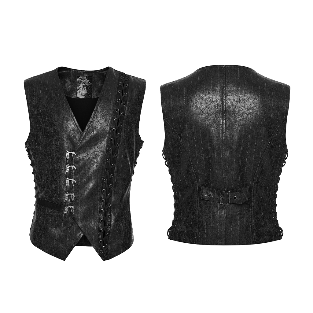 Black Steampunk Asymmetric Vest - Image 5