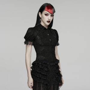 Goth Short Sleeve Lace Shirt
