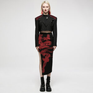 Dark Chinese Style Handwritten Ink Print Asymmetric Skirt