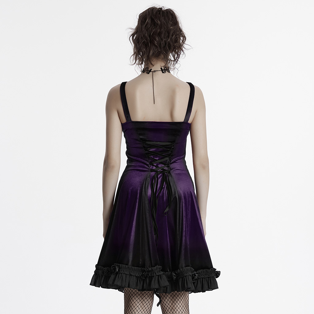 Goth Gradient Printed Dress- Violet - Image 4