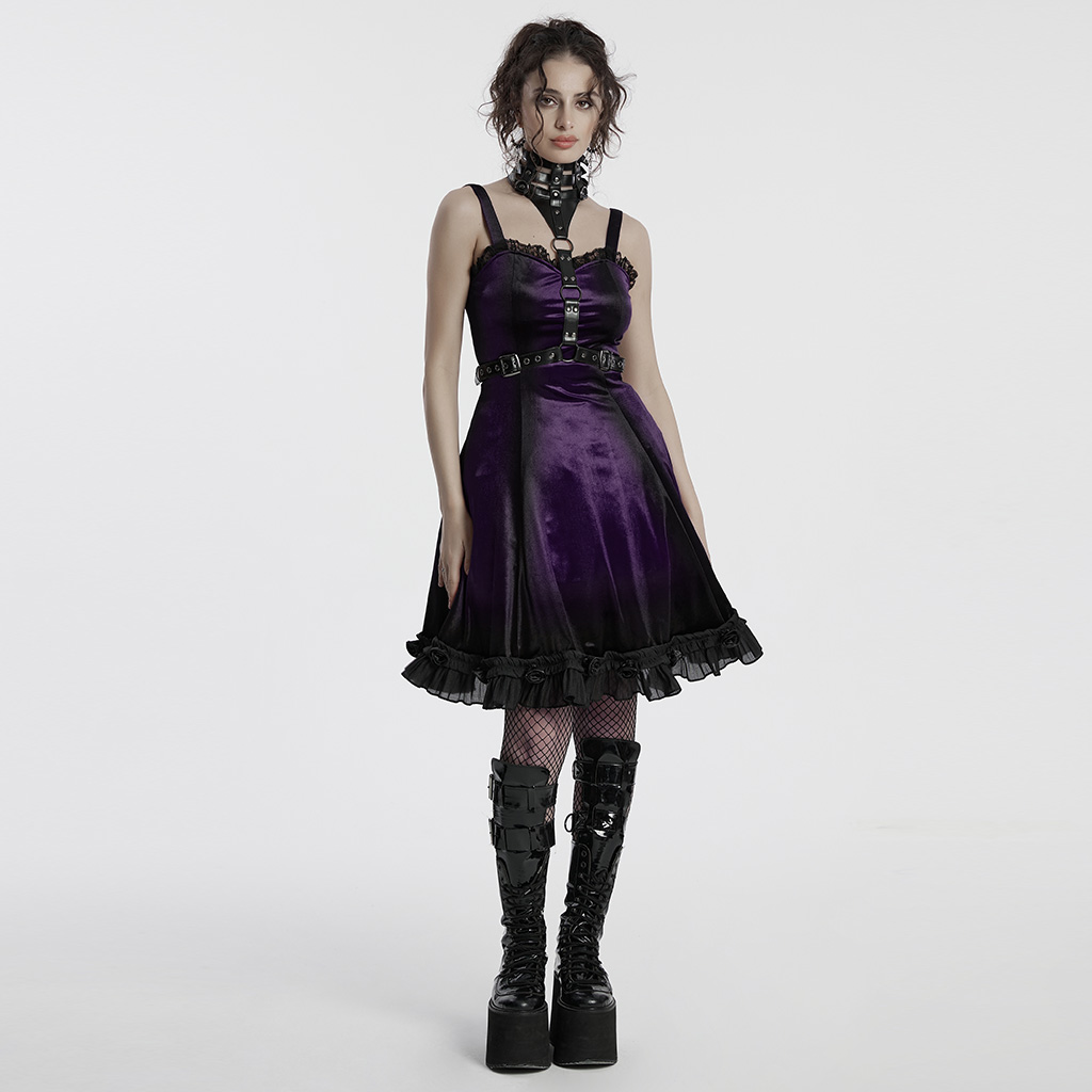 Goth Gradient Printed Dress- Violet