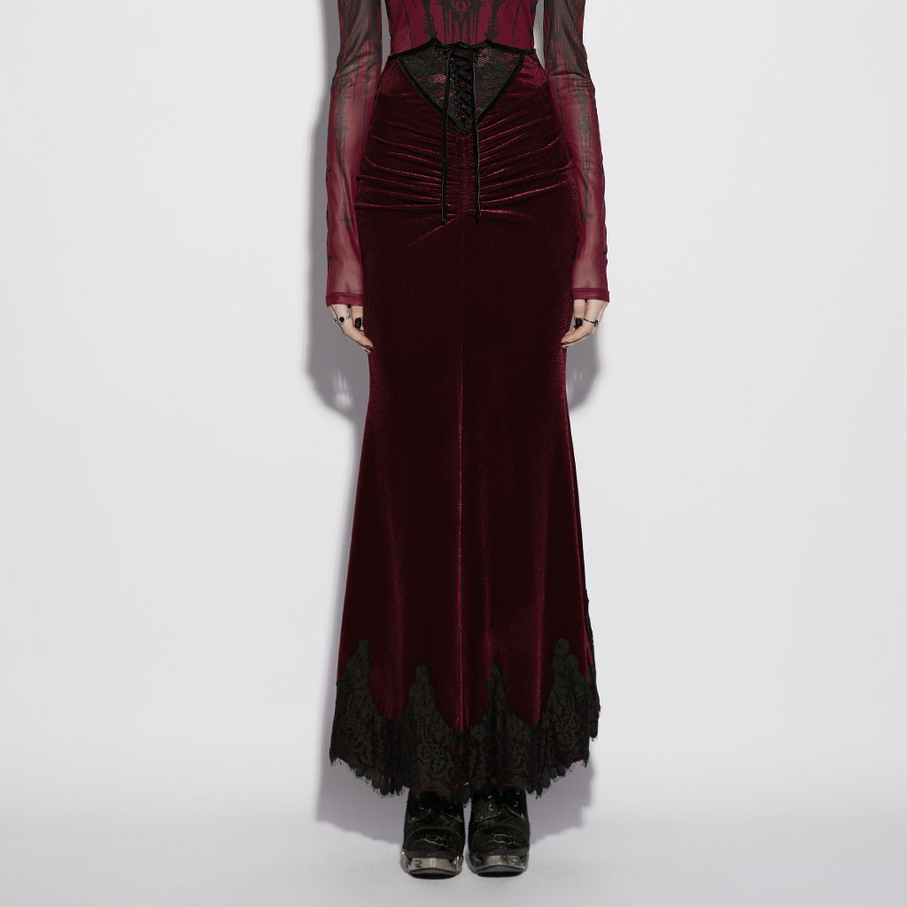 Red Gothic Church Split Waist Skirt - Image 2