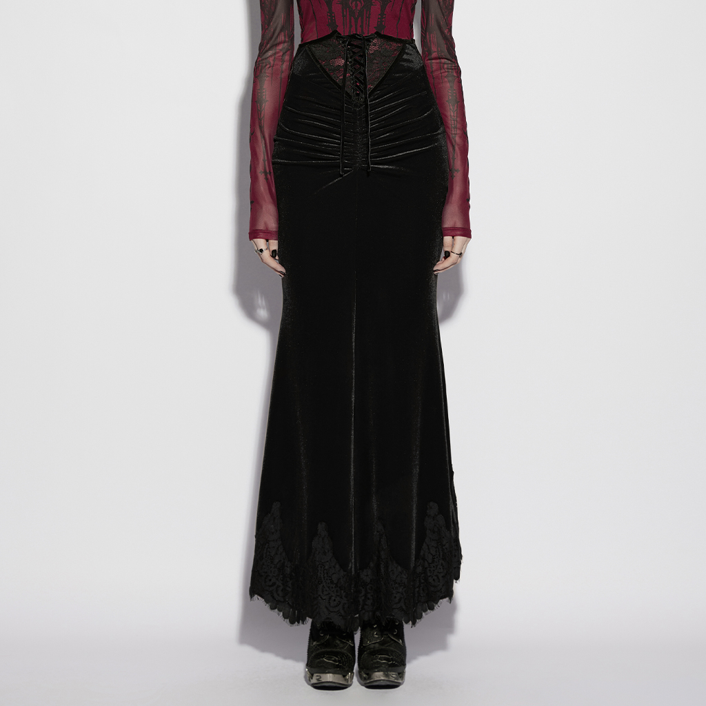 Black Gothic Church Split Waist Skirt - Image 2