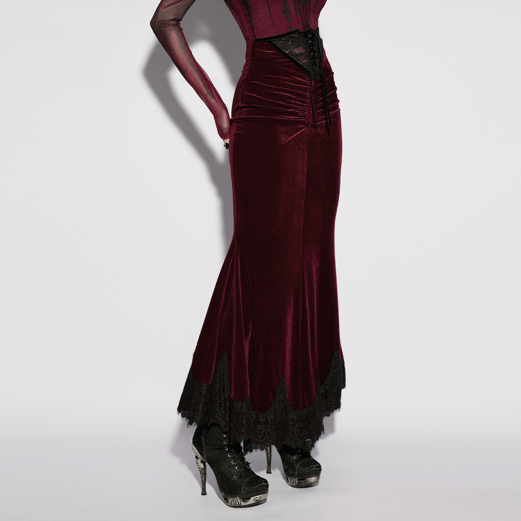 Red Gothic Church Split Waist Skirt - Image 3
